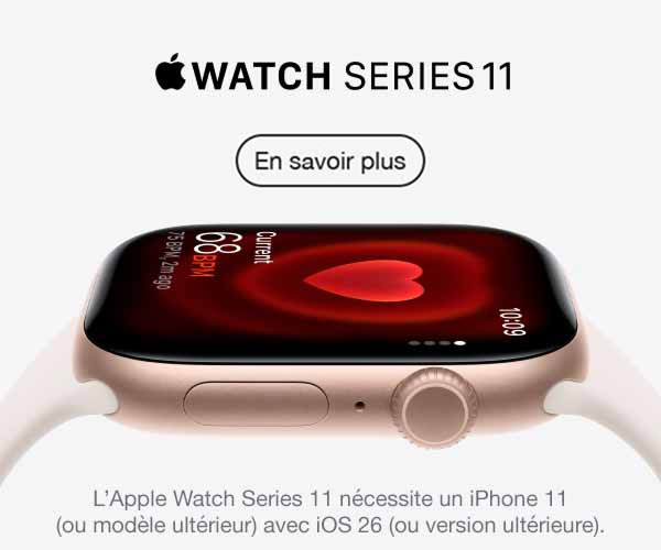 Apple Watch Series 11 - Montre connectée avec détection d'hypertension, score de sommeil, batterie 24h et écran 2x plus résistant aux rayures