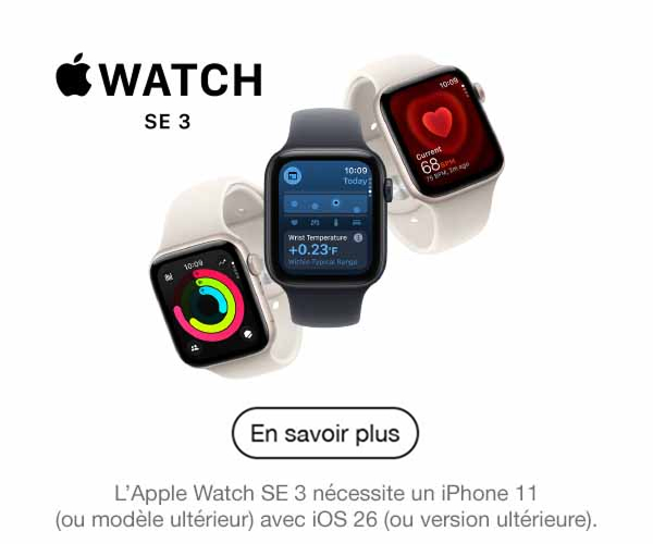 Apple Watch SE 3 - Montre connectée accessible avec écran Always-On, résistance améliorée et fonctionnalités santé essentielles