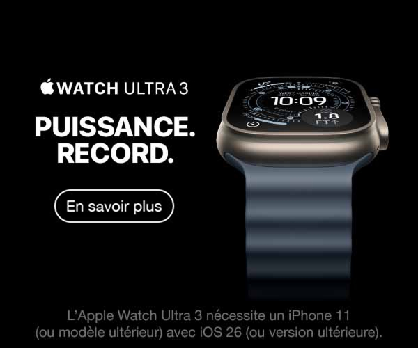 Apple Watch Ultra 3 - Montre d'aventure ultime avec communication satellite, écran le plus grand, batterie 42h et résistance 100m
